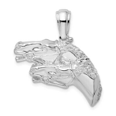 Double Horse Head Pendant Sterling Silver Polished QC10267 by Men&#39;s Jewelry and Accessories, MPN: Q…