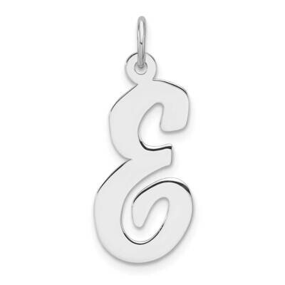 Large Script Letter E Initial Charm Sterling Silver Rhodium-Plated QC11253E, MPN: QC11253E,