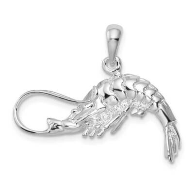 3D Shrimp Pendant Sterling Silver Polished QC10396, MPN: QC10396, 637218177615
