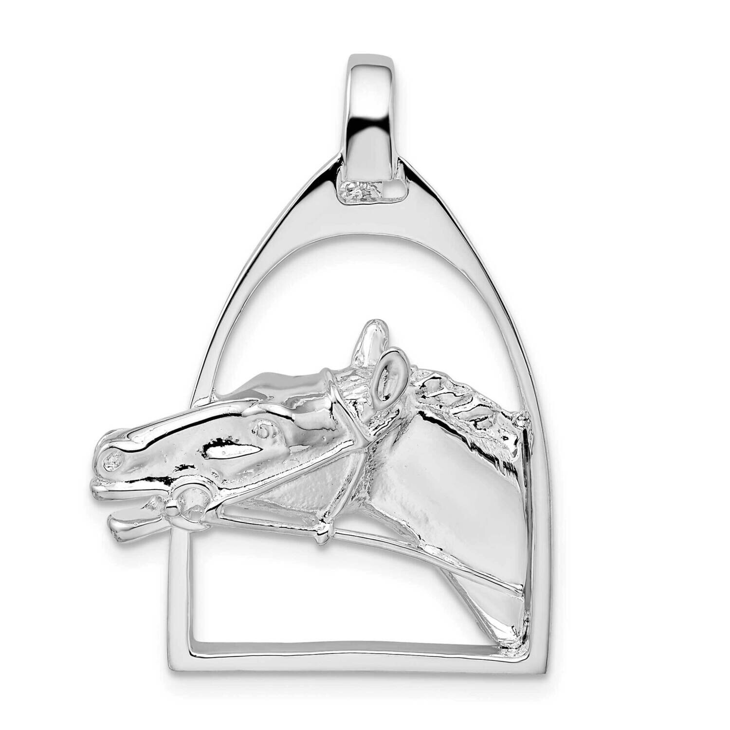 Horse Head Stirrup Pendant Sterling Silver Polished QC10559