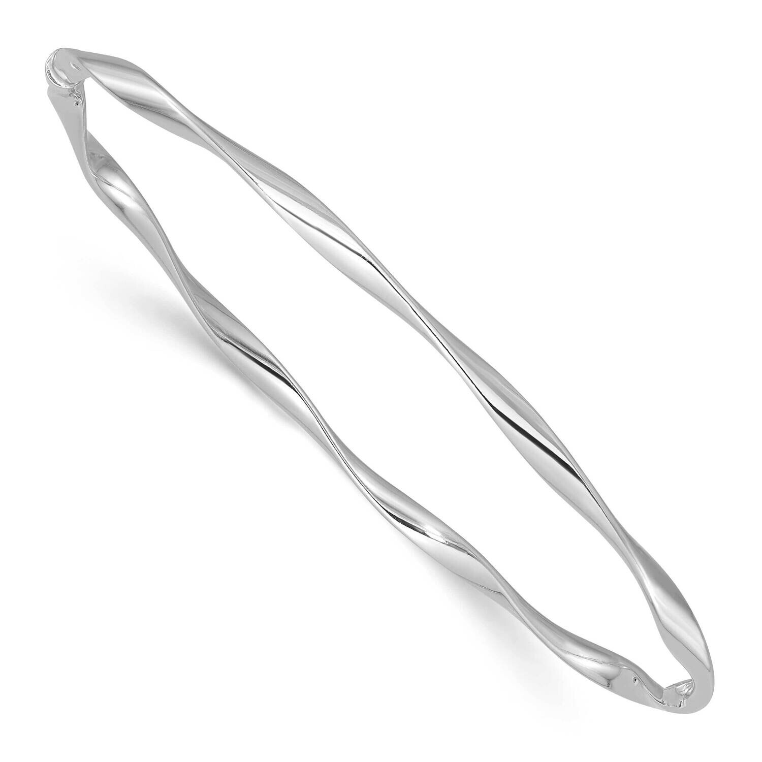 Polished Twisted Slip On Bangle Sterling Silver Rhodium-Plated QB1517