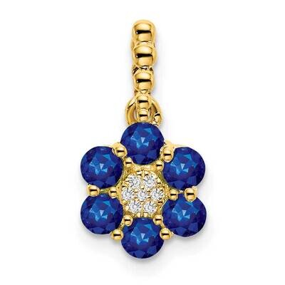 Sapphire Diamond Floral Pendant 14k Gold PM7191-SA-003-YA, MPN: PM7191-SA-003-YA,
