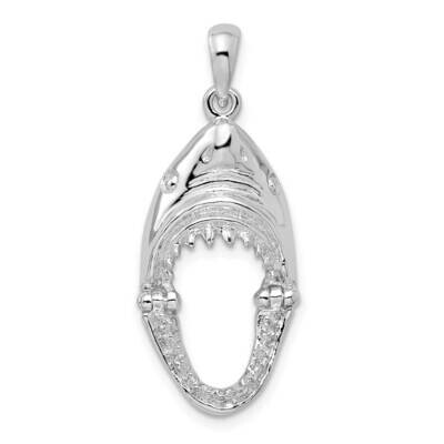 Moveable Shark Head Pendant Sterling Silver Polished QC10454, MPN: QC10454, 637218180462