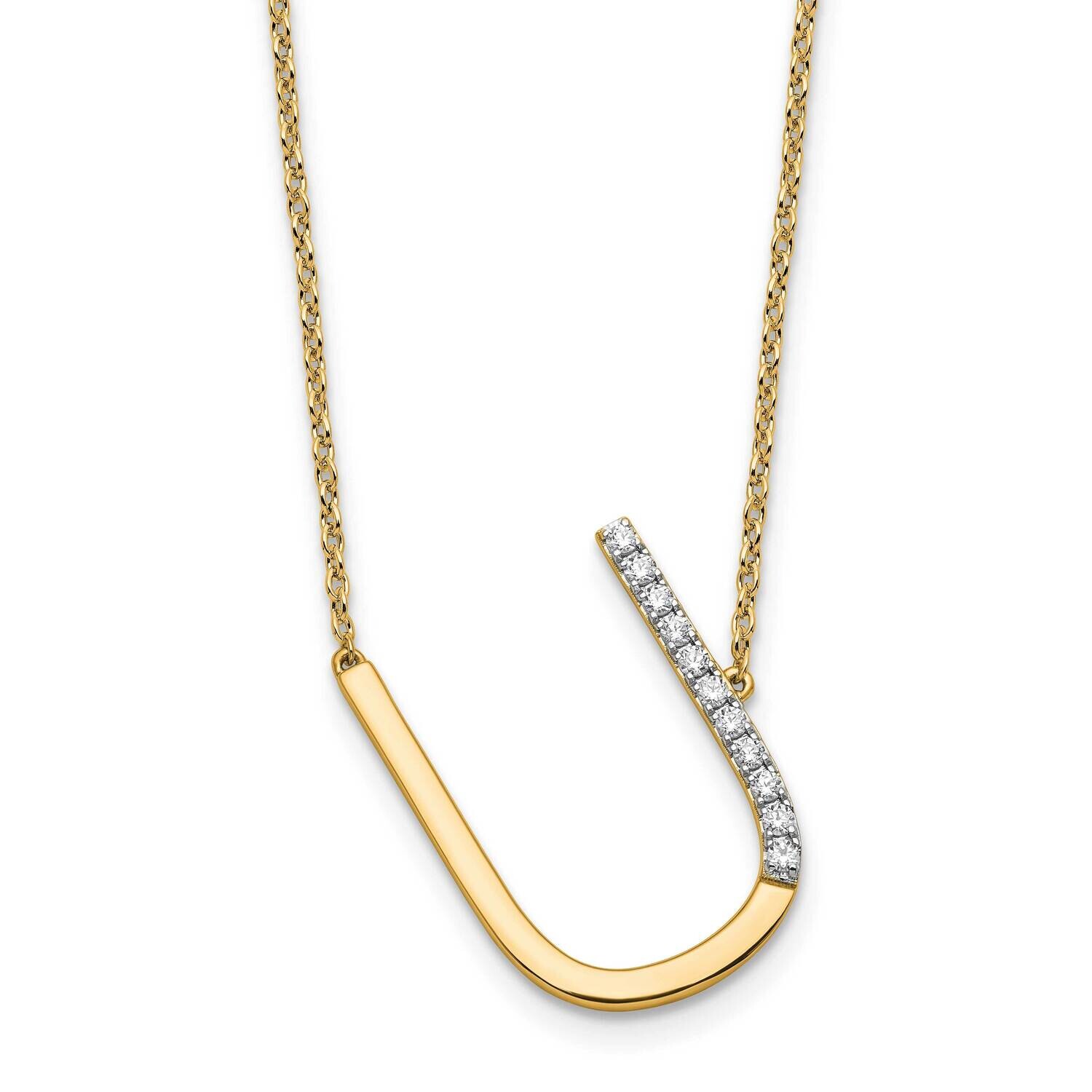 Sideways Diamond Initial U Necklace 14k Gold PM9844U-013-YA, MPN: PM9844U-013-YA,