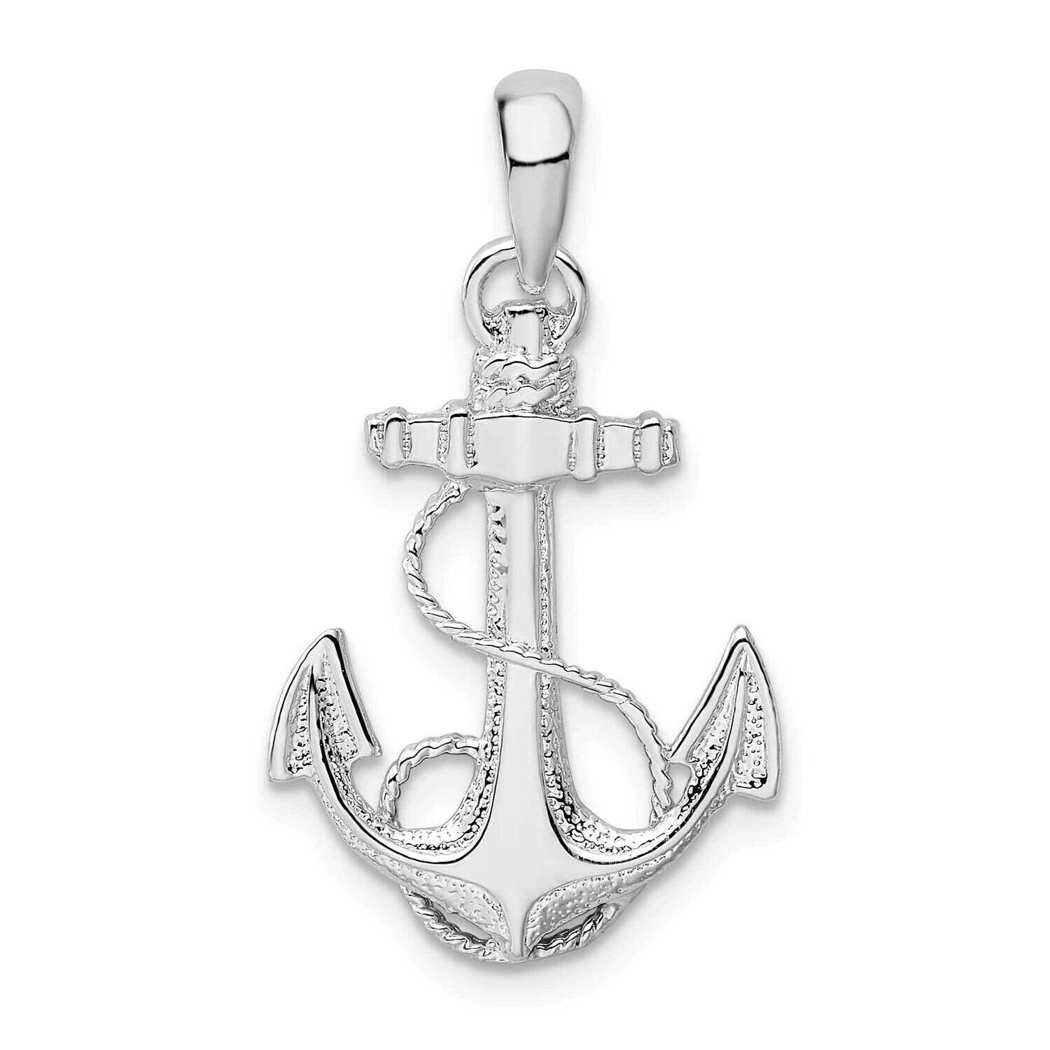 Textured Anchor Rope Pendant Sterling Silver Polished QC10081, MPN: QC10081, 637218160167