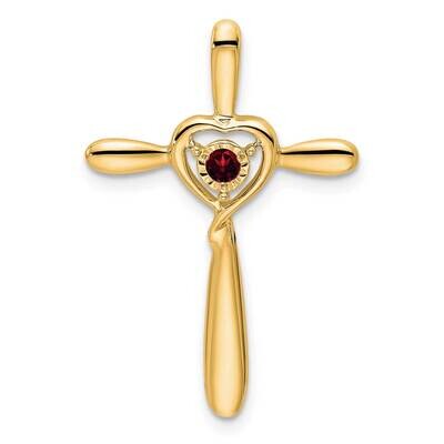 Garnet Cross Heart Chain Slide 14k Gold PM7408-GA-Y, MPN: PM7408-GA-Y,