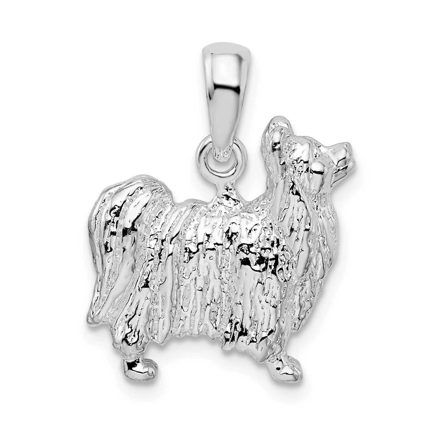 Textured 3D Papillon Dog Pendant Sterling Silver QC10228, MPN: QC10228, 637218170487