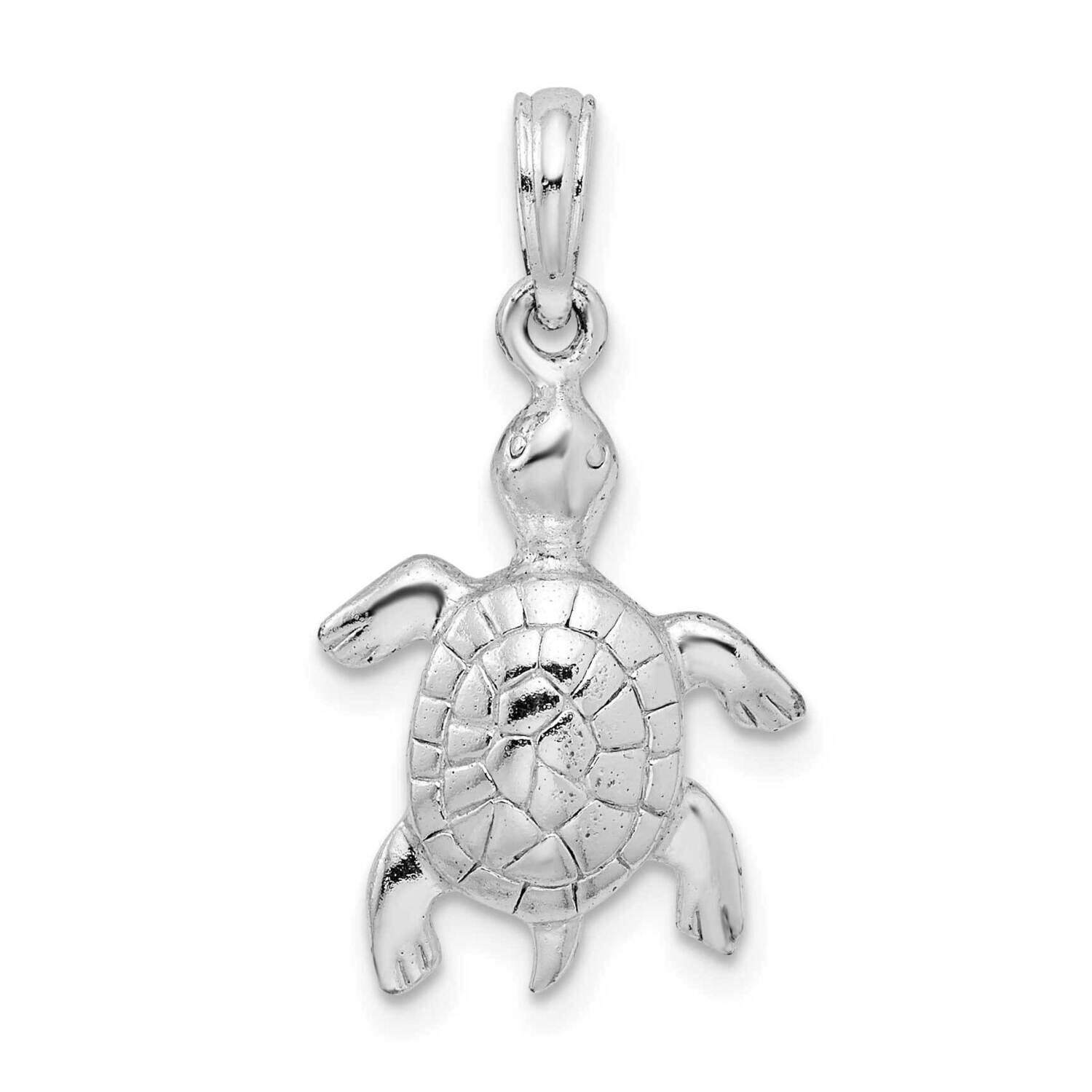Textured Turtle Pendant Sterling Silver Polished QC10123, MPN: QC10123, 637218162277