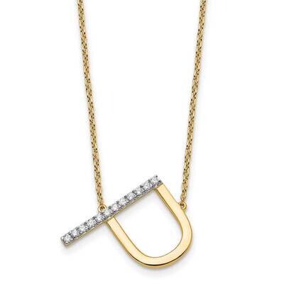 Sideways Diamond Initial P Necklace 14k Gold PM9844P-014-YA, MPN: PM9844P-014-YA,