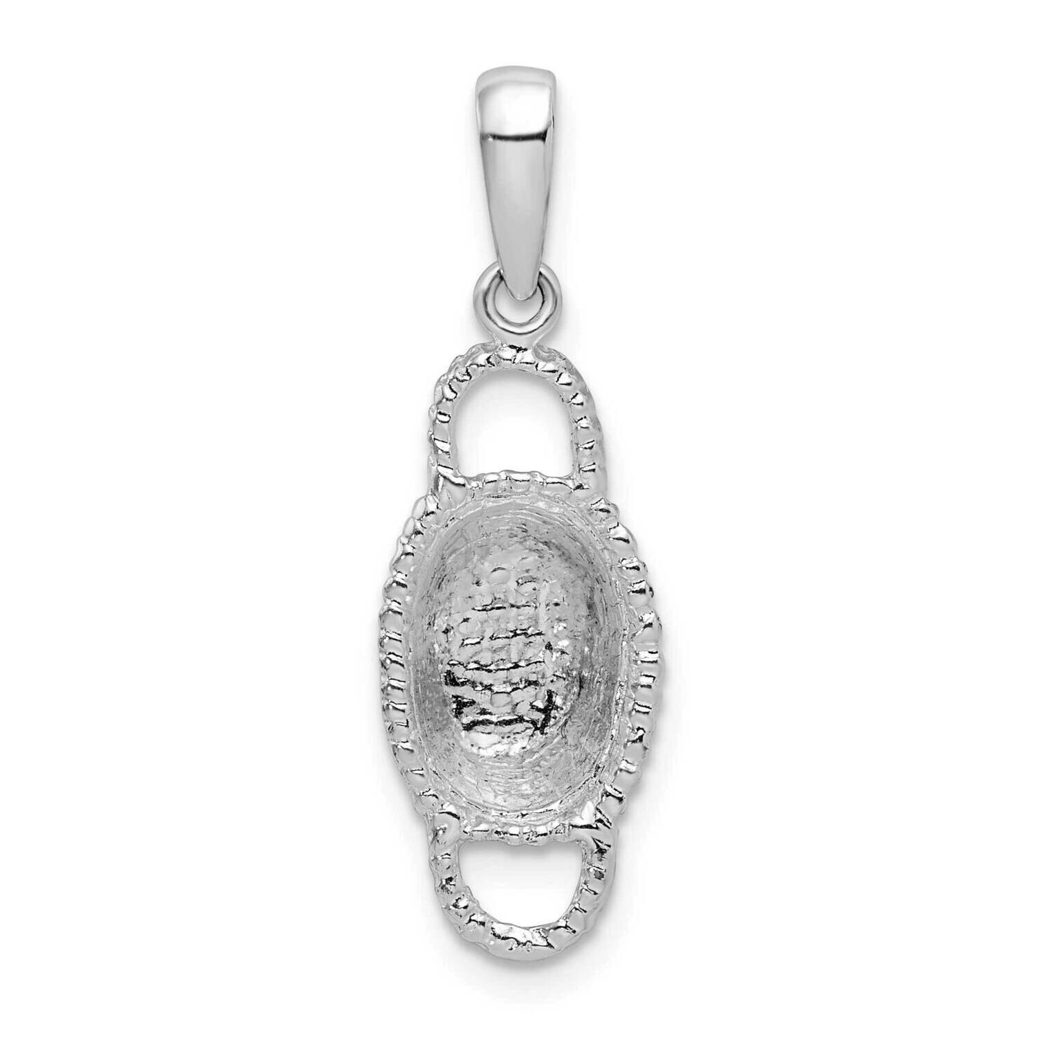3D Double Handle Basket Pendant Sterling Silver Polished QC10077, MPN: QC10077, 637218160129