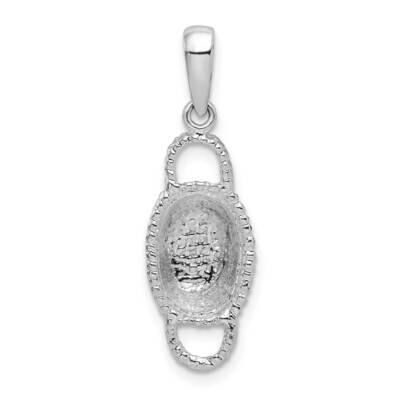 3D Double Handle Basket Pendant Sterling Silver Polished QC10077, MPN: QC10077, 637218160129
