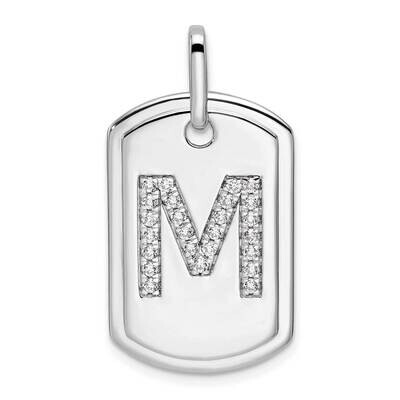 Diamond Gold Initial M Dog Tag Charm 14k White Gold PM9842M-031-WA, MPN: PM9842M-031-WA,