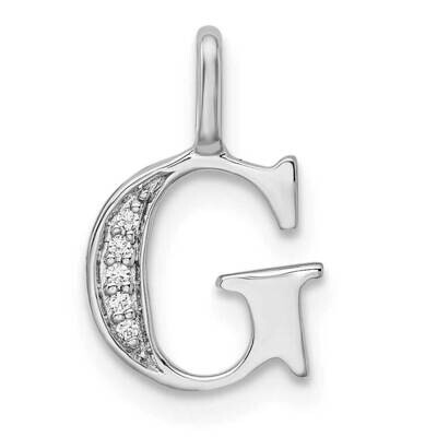 Diamond Letter G Initial Pendant 14k White Gold PM8365G-003-WA, MPN: PM8365G-003-WA, 196904069462