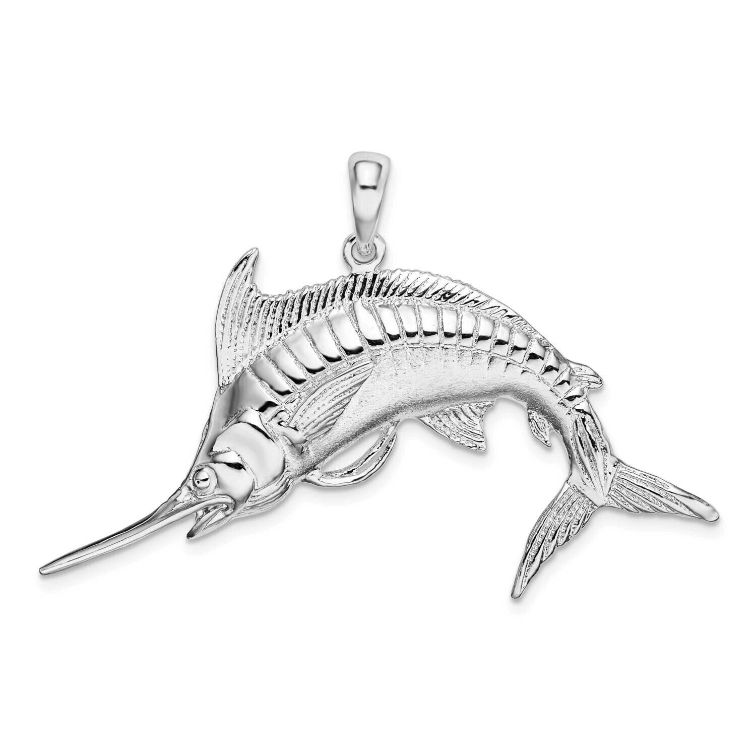 Satin Blue Marlin Pendant Sterling Silver Polished QC10147, MPN: QC10147, 637218167562