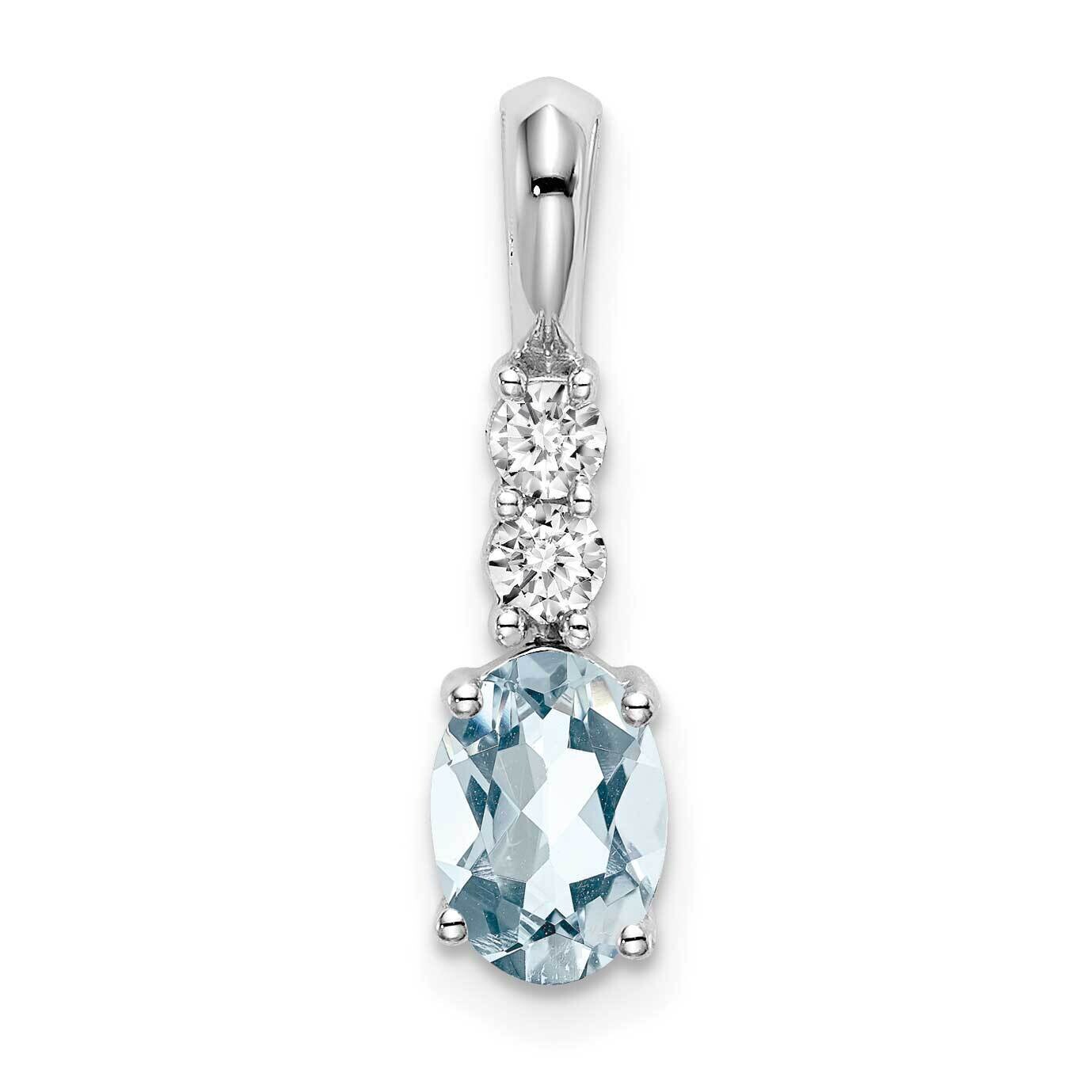 Oval Aquamarine Diamond Pendant 14k White Gold PM7406-AQ-013-WA, MPN: PM7406-AQ-013-WA, 191101400360
