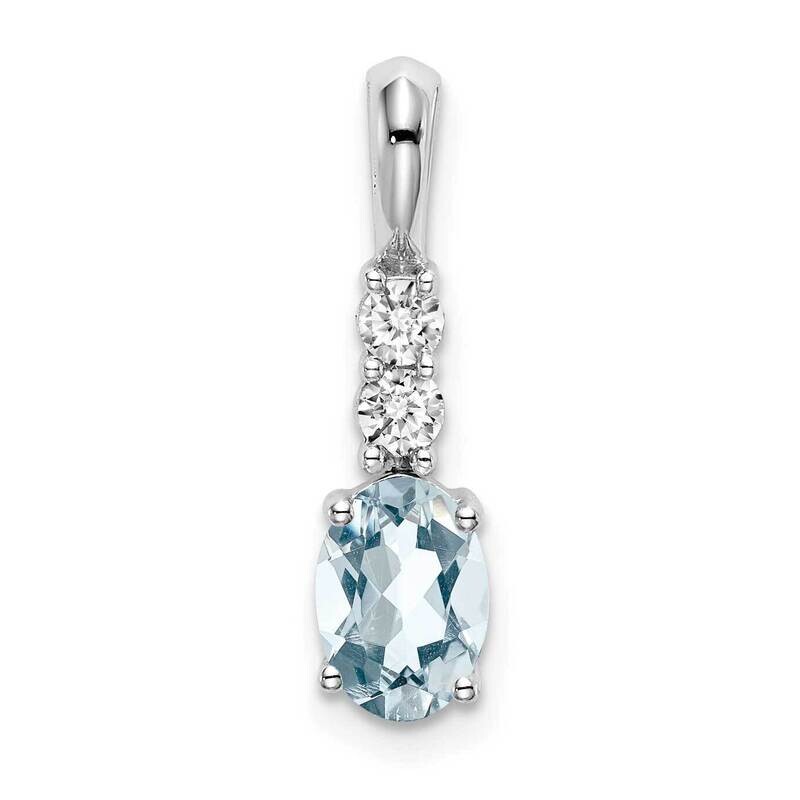 Oval Aquamarine Diamond Pendant 14k White Gold PM7406-AQ-013-WA, MPN: PM7406-AQ-013-WA, 191101400360