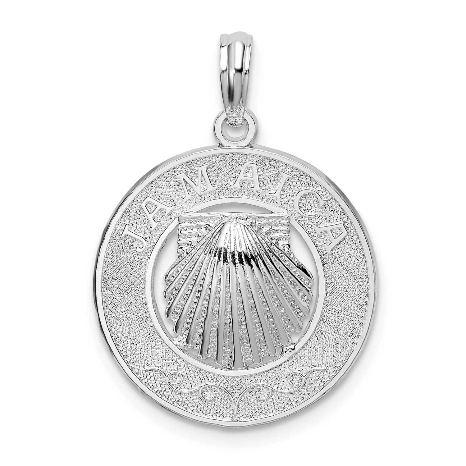 Jamaica Round Circle Shell Pendant Sterling Silver QC10216, MPN: QC10216, 637218170296