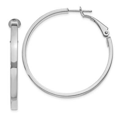 3X37mm Polished Square Tube Round Hoop Earrings 14k White Gold PRE231W, MPN: PRE231W, 191101979385