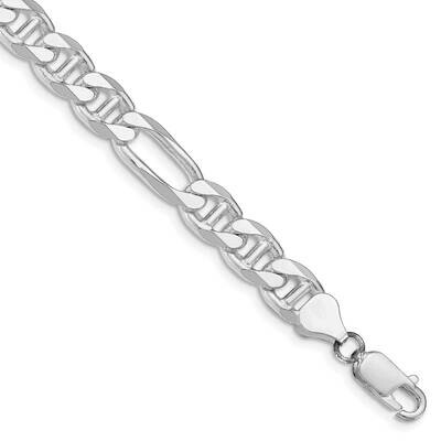 7.75mm Figaro Anchor Chain 9 Inch Sterling Silver Rhodium-Plated QAF220R-9, MPN: QAF220R-9,