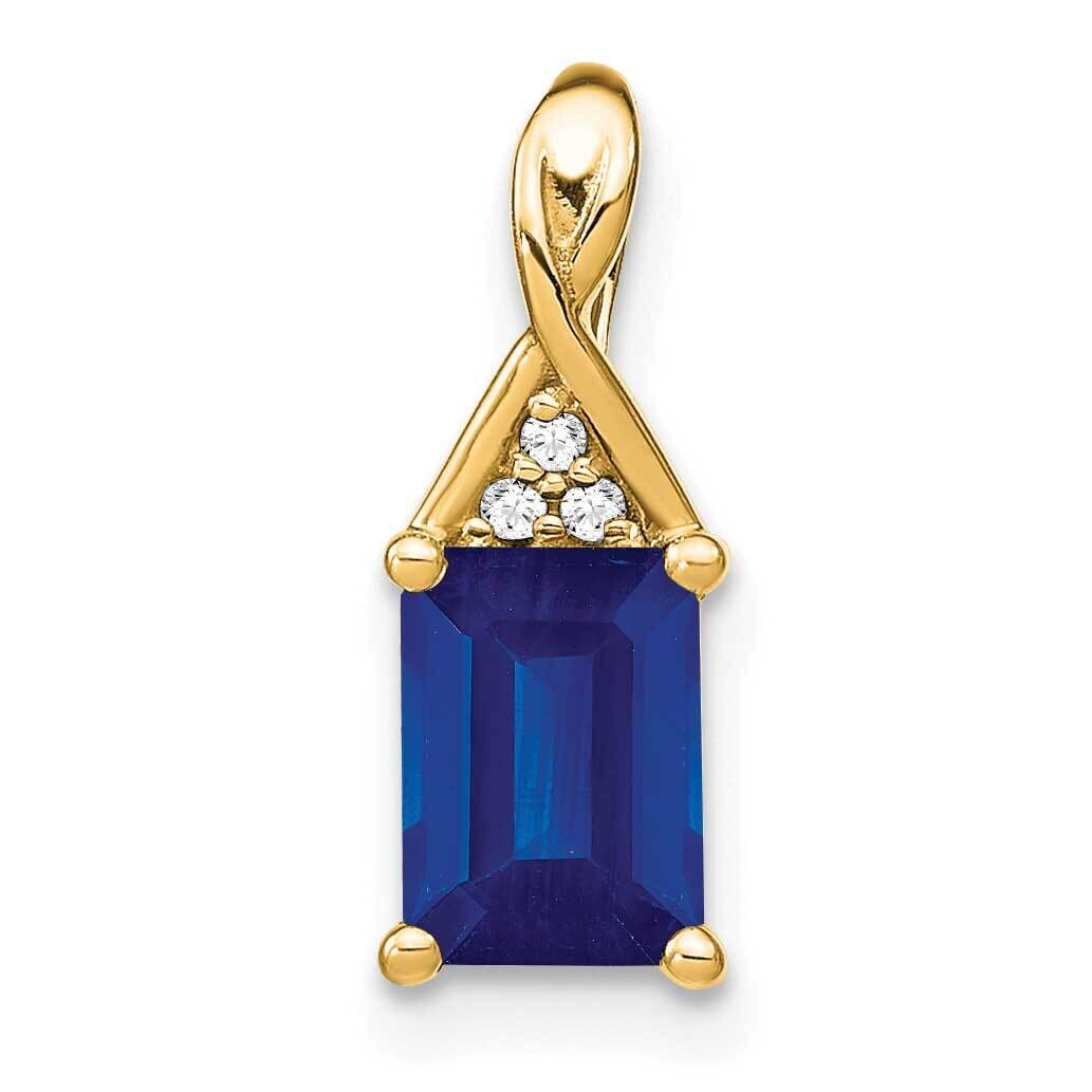 Emerald-Shape Sapphire Diamond Pendant 14k Gold PM7187-SA-002-YA, MPN: PM7187-SA-002-YA,