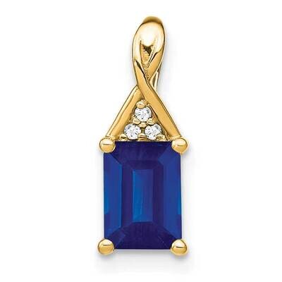 Emerald-Shape Sapphire Diamond Pendant 14k Gold PM7187-SA-002-YA, MPN: PM7187-SA-002-YA,