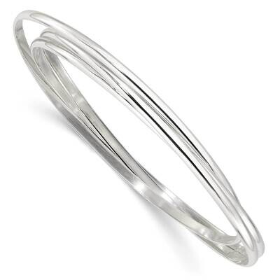 Triple Intertwined Slip On Bangle Sterling Silver Polished QB1475, MPN: QB1475,