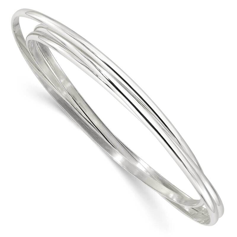 Triple Intertwined Slip On Bangle Sterling Silver Polished QB1475