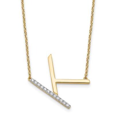 Sideways Diamond Initial K Necklace 14k Gold PM9844K-014-YA, MPN: PM9844K-014-YA,