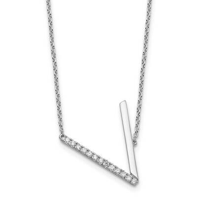 Sideways Diamond Initial V Necklace 14k White Gold PM9844V-016-WA, MPN: PM9844V-016-WA,