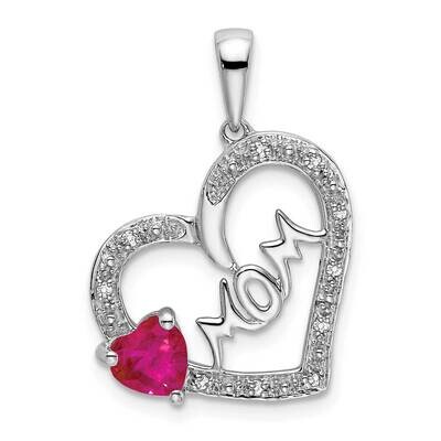 Ruby Diamond Mom Heart Pendant 14k White Gold PM7172-RU-005-WA, MPN: PM7172-RU-005-WA, 191101400759