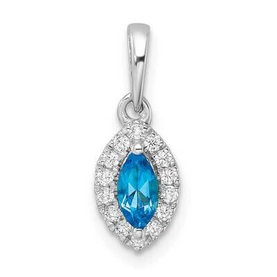 Diamond Blue Topaz Pendant 14k White Gold PM9354-BT-010-WLG, MPN: PM9354-BT-010-WLG, 883957882956