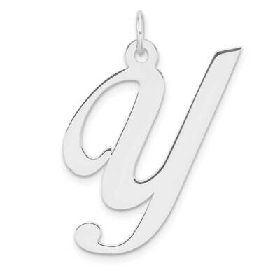 Large Fancy Script Letter Y Initial Charm Sterling Silver Rhodium-Plated QC11254Y, MPN: QC11254Y,