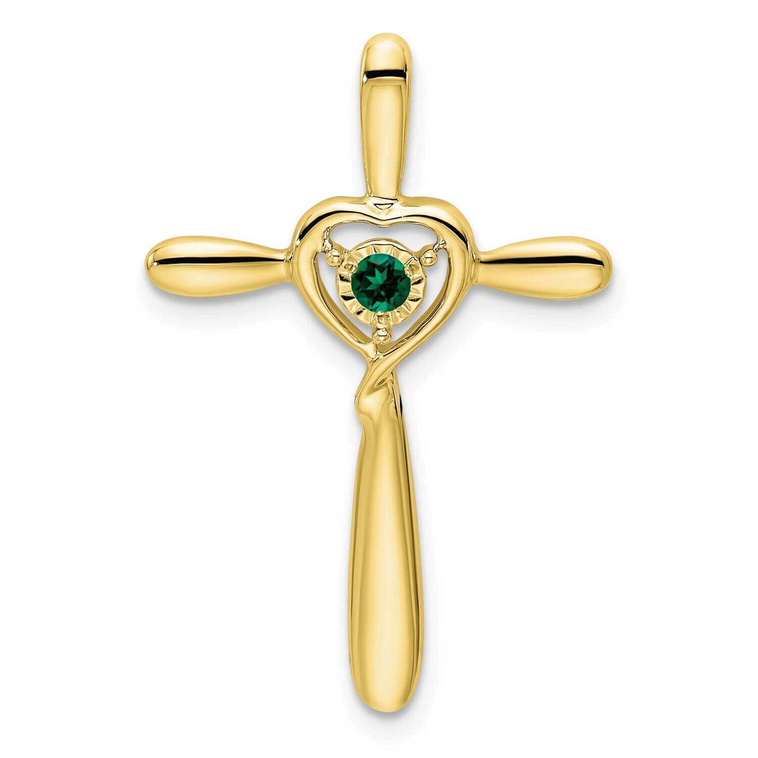 Created Emerald Cross Heart Chain Slide 10k Gold PM7408-CEM-1Y, MPN: PM7408-CEM-1Y,