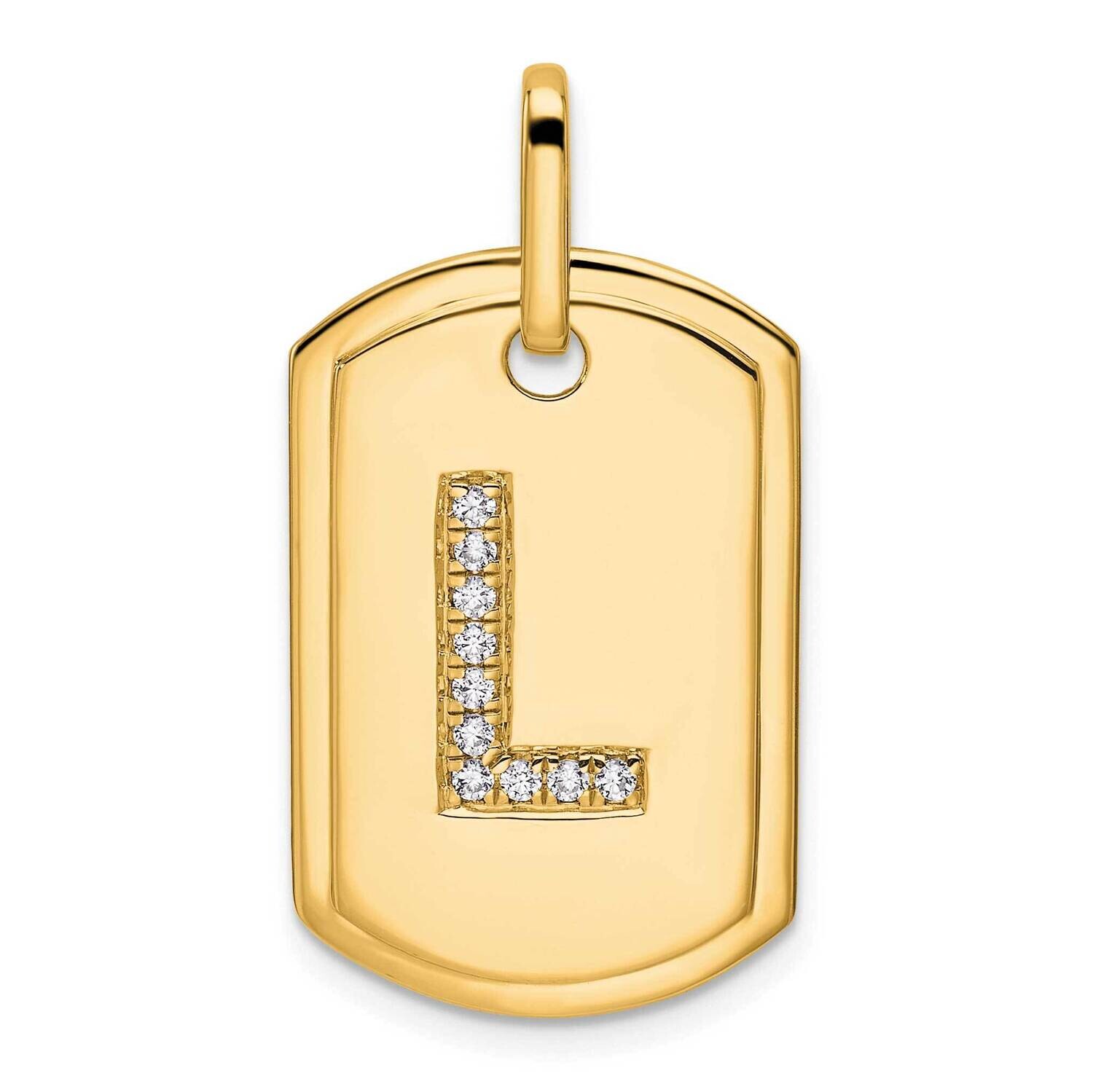 Diamond Initial L Dog Tag Charm 14k Gold PM9842L-012-YA, MPN: PM9842L-012-YA,