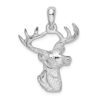 6-Point Buck Deer Head Profile Pendant Sterling Silver Polished QC10489 by Men&#39;s Jewelry and Access…