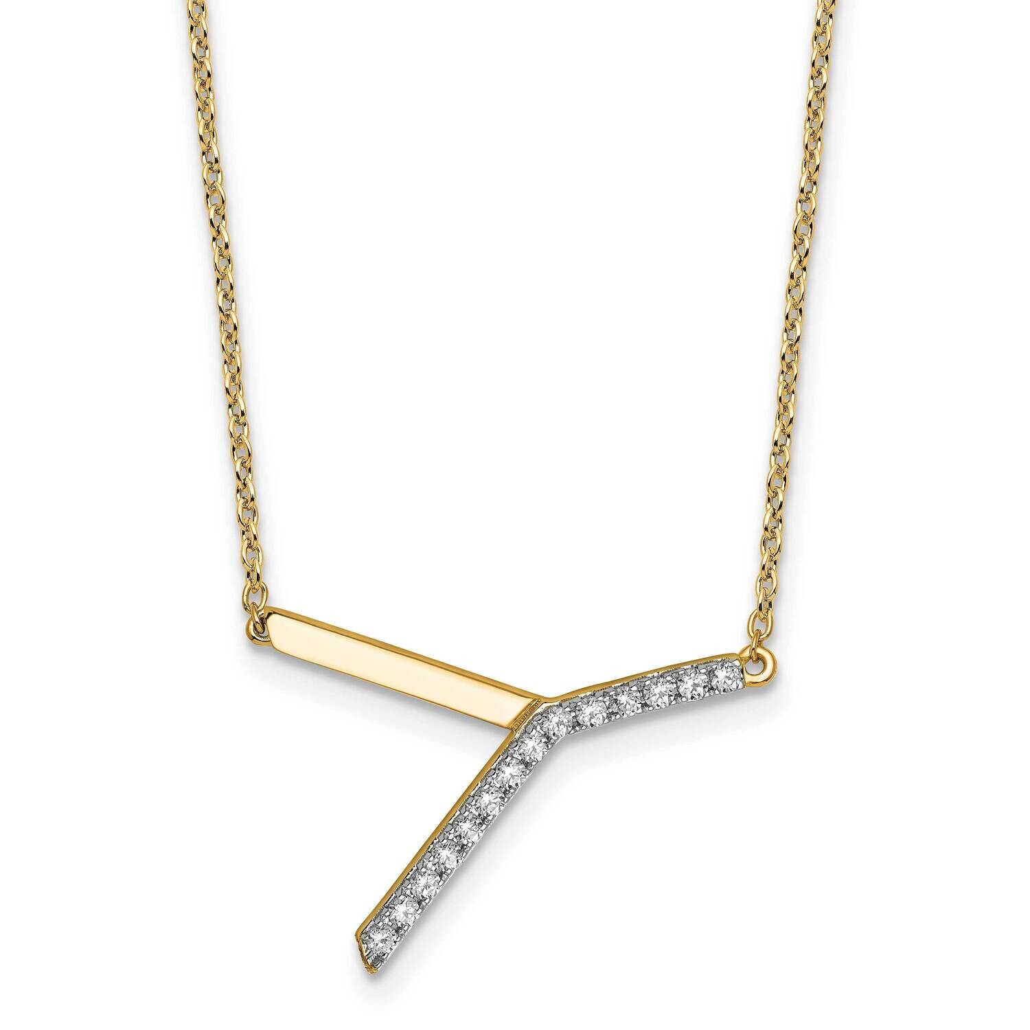 Sideways Diamond Initial Y Necklace 14k Gold PM9844Y-018-YA, MPN: PM9844Y-018-YA,