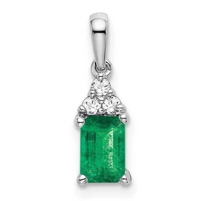 Rectangle Emerald Diamond Pendant 14k White Gold PM7186-EM-007-WA, MPN: PM7186-EM-007-WA,