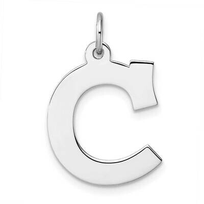 Large Block Letter C Initial Charm Sterling Silver Rhodium-Plated QC11255C, MPN: QC11255C,