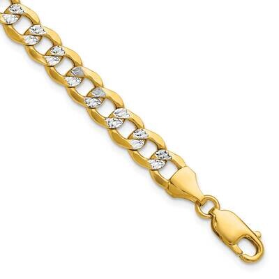 7.1mm Semi-Solid Rhodium Pavc Curb Chain 8 Inch 14k Gold PWF160-8, MPN: PWF160-8,