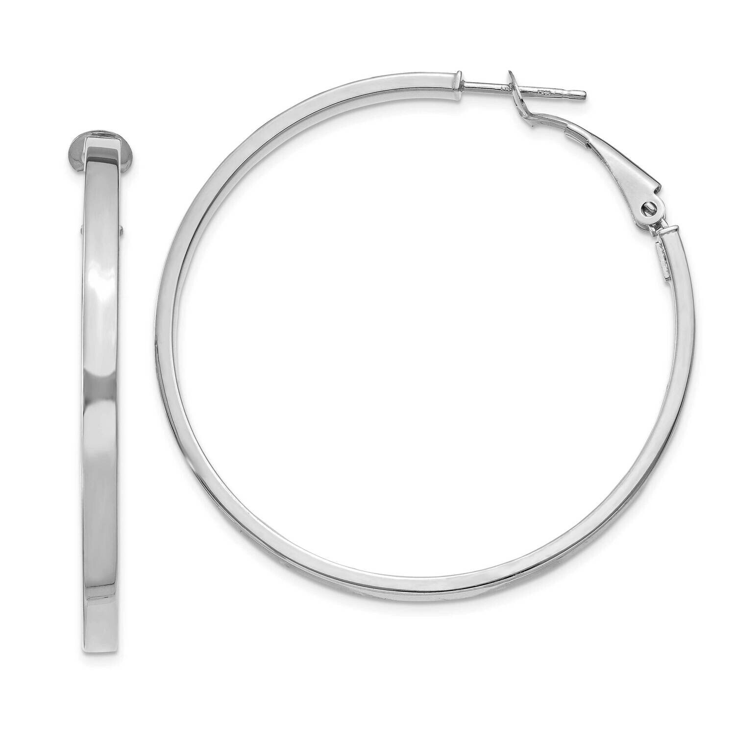 3X40mm Polished Square Tube Round Hoop Earrings 14k White Gold PRE232W, MPN: PRE232W, 191101979392