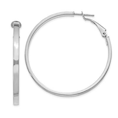 3X40mm Polished Square Tube Round Hoop Earrings 14k White Gold PRE232W, MPN: PRE232W, 191101979392