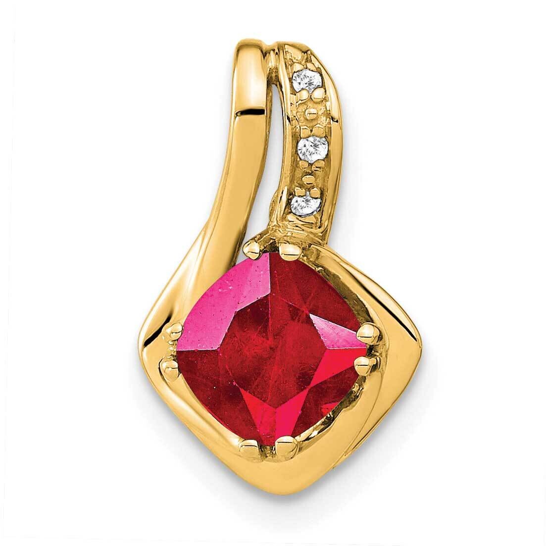 Created Ruby Diamond Chain Slide Pendant 14k Gold PM7117-RU-002-YA, MPN: PM7117-RU-002-YA,