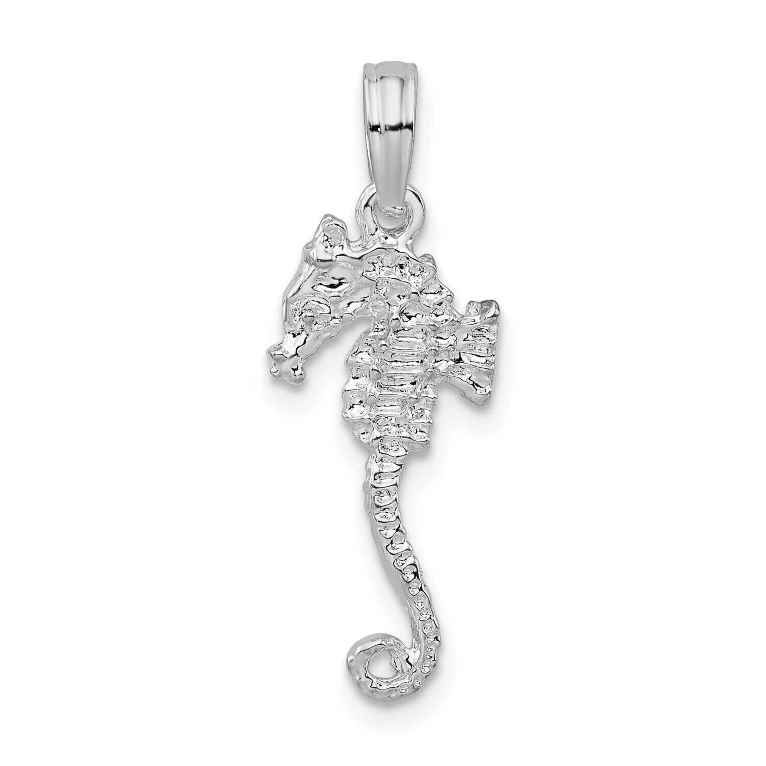 Textured 3D Sea Horse Pendant Sterling Silver Polished QC10069, MPN: QC10069, 637218159888