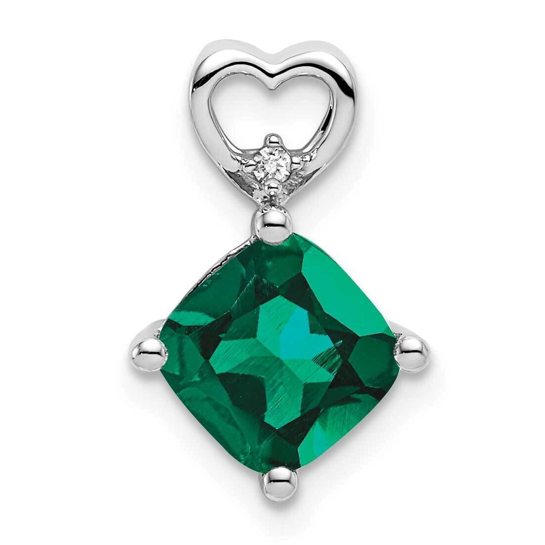 Created Emerald Diamond Heart Chain Slide 14k White Gold PM7399-CEM-001-WA