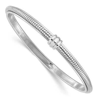Polished Textured Slip-On Bangle Bracele Sterling Silver Rhodium-Plated QB1519, MPN: QB1519,