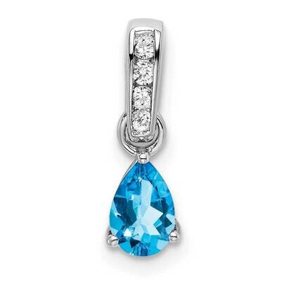 Pear Blue Topaz Diamond Pendant 14k White Gold PM7409-BT-005-WA, MPN: PM7409-BT-005-WA,