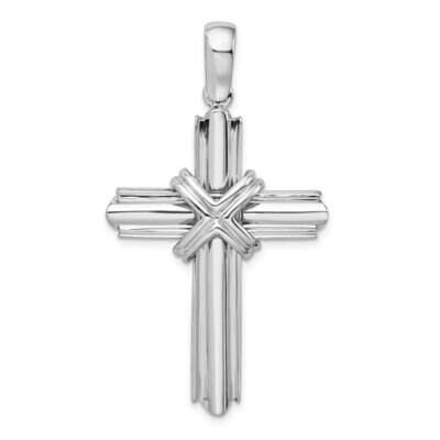 Small Rounded X-Center Frame Cross Pendant Sterling Silver QC10192, MPN: QC10192, 637218169603