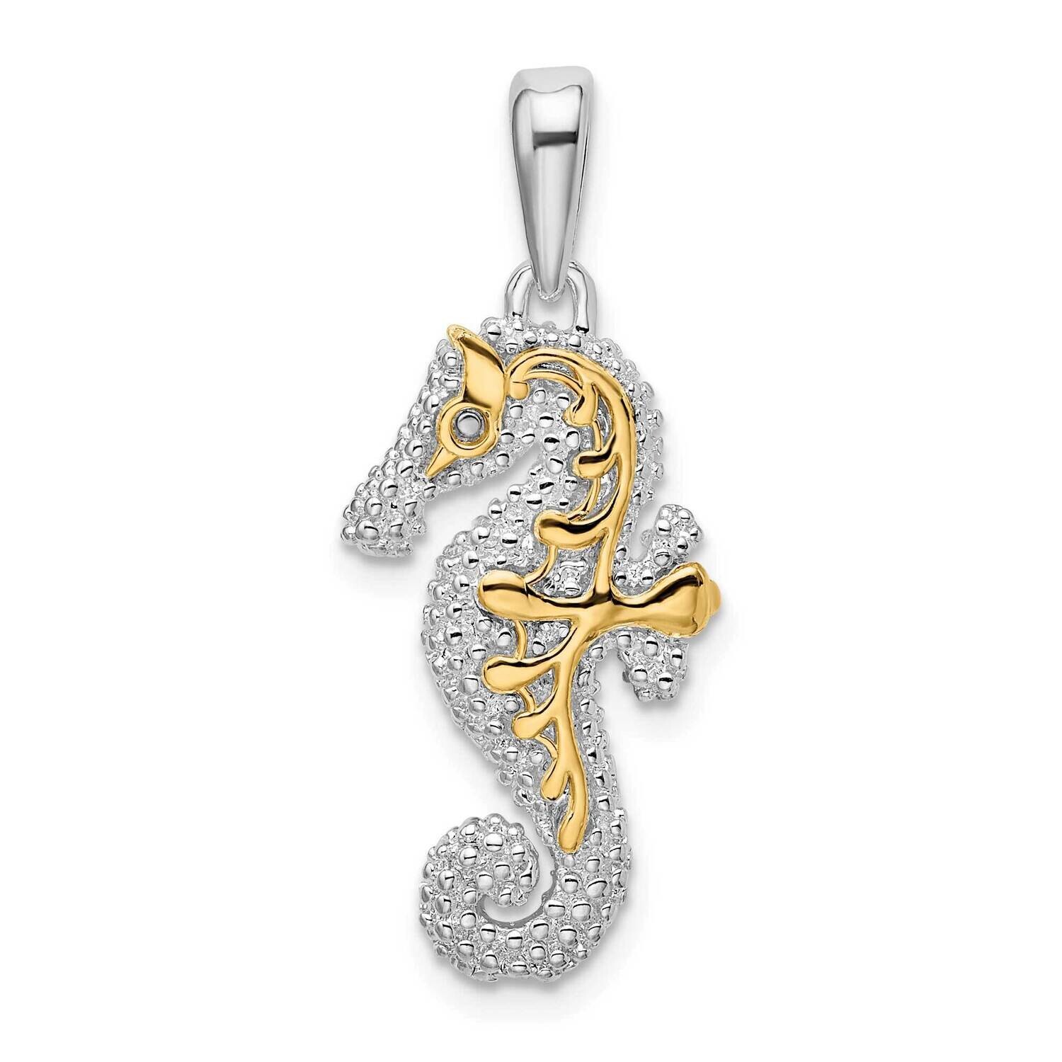 3D Seahorse 14K Accent Pendant Sterling Silver Polished QC10761G, MPN: QC10761G, 637218147656