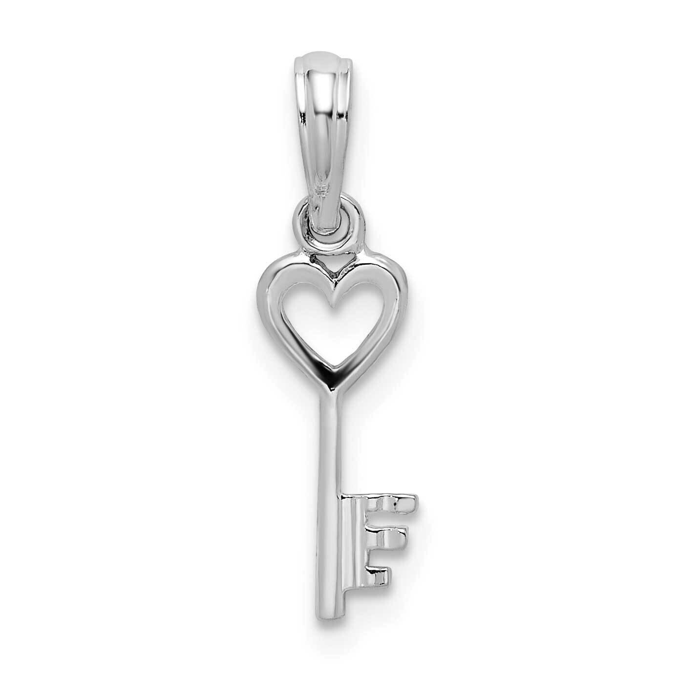 Key Heart Top Pendant Sterling Silver Polished QC10601
