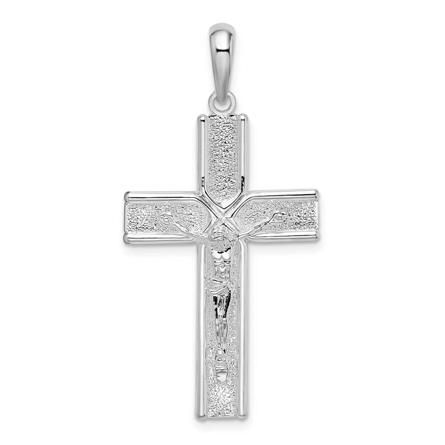 Satin Crucifix Cross Pendant Sterling Silver Polished QC10169, MPN: QC10169, 637218168446